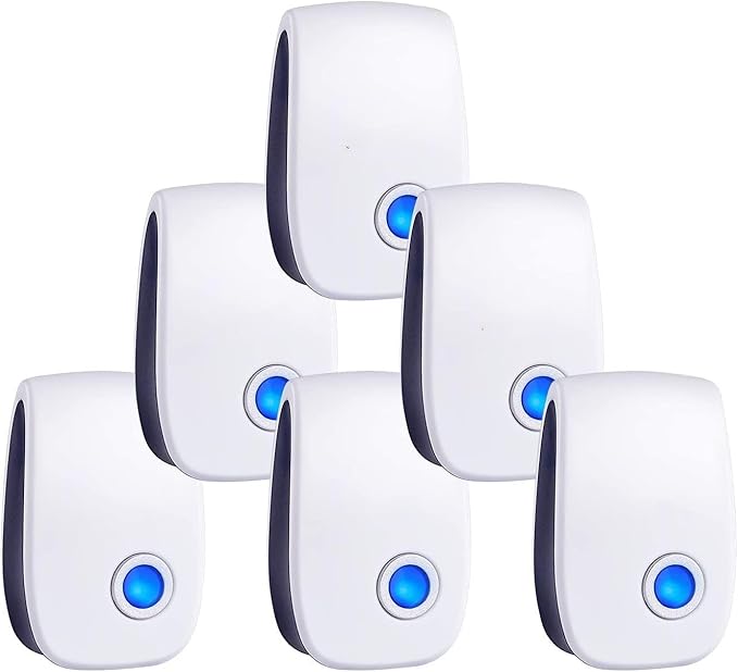 Upgraded Ultrasonic Repellent Electronic Plug in Indoor Pest Control Repeller for Insects Mice Rodents Spiders Cockroach Bug Roach Mosquitoes 6 Packs