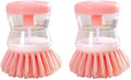 2Pcs Pink Dish Brush with Soap Dispenser,Soap Dispensing Brush, Kitchen Brush,Dish Pot Pan Sink Cleaning, Dish Brush Washing Utensils,Washing Up Liquid Soap Dispenser,Soap Dispensing Dish Brush