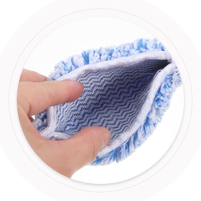 OUNONA Replacement Window Cleaning Pads 4-Pack Reusable Microfiber Squeegee Sleeves for Glass Windows Bathroom Mirrors Tabletops 14.17X2.75X2.75 Inches