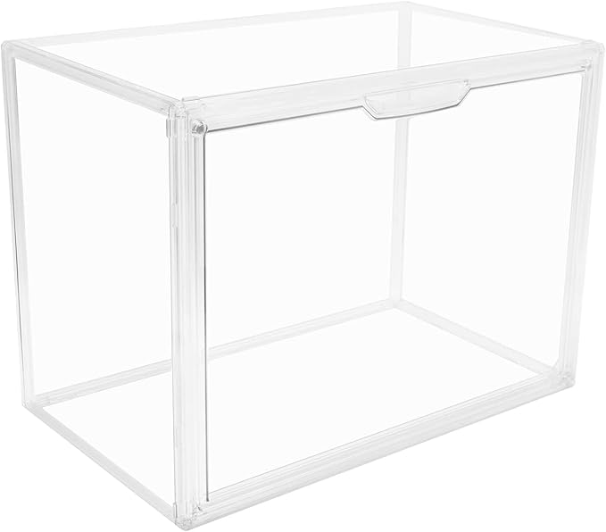 Clear Stackable Plastic Storage Bins with Magnetic Lid, Dustproof Book & Cosmetic Display Cases, Large Figures Collectibles Showcase, Shoe Box, Protection Organizer (L, Count, 1)