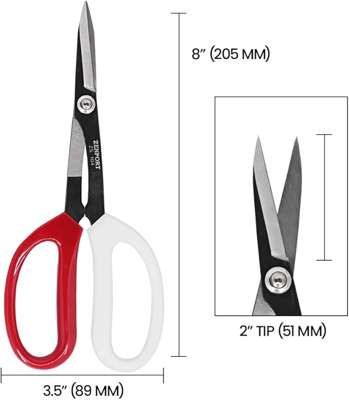 Zenport ZS104 Deluxe Scissors for Garden, Crafts and Horticulture, 8-Inch, Box of 12, red/White (ZS104-12PK)