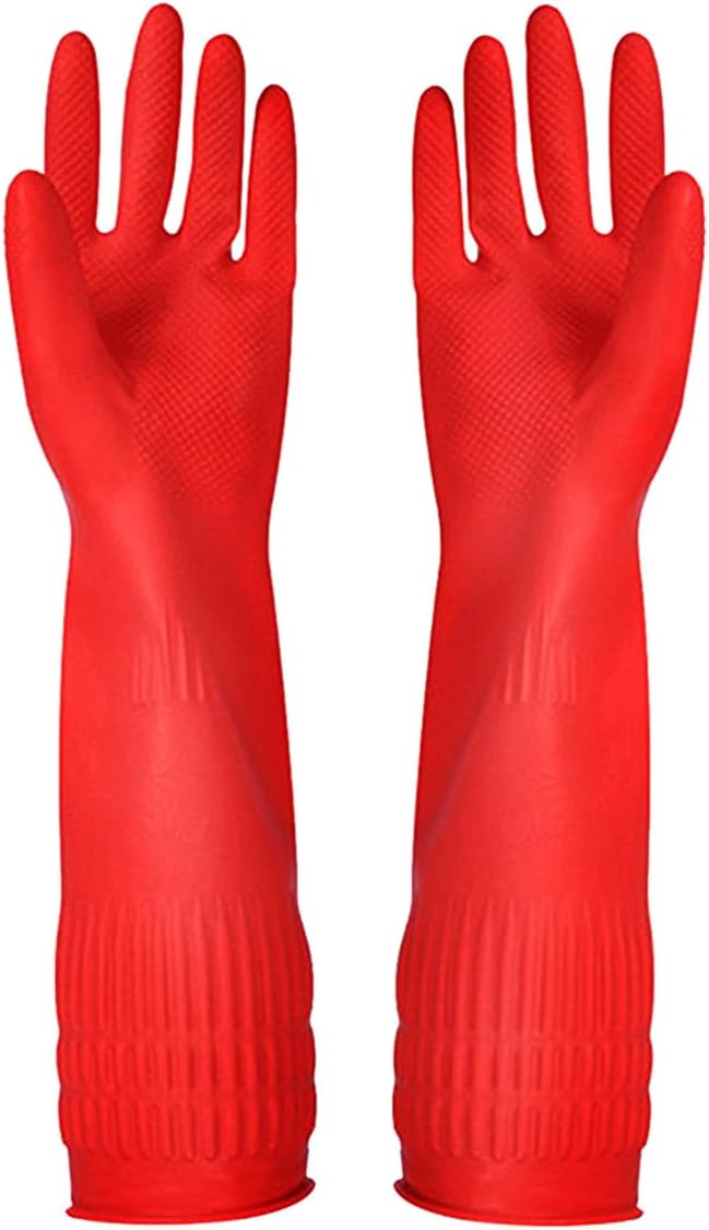 Rubber Cleaning Gloves Kitchen Dishwashing Glove 3-Pairs,Waterproof Reuseable.(Medium)