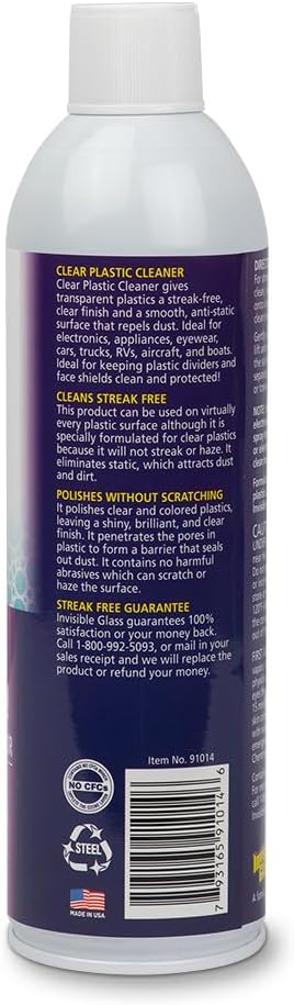 Invisible Glass 91014-4PK Clear Plastic Cleaner – Cleans and Protects Plastic on Electronics, Appliances, Eyewear, Cars, Trucks, RVs, Boats & More, Helps Prevent Fog and Static – 19 oz (Pack of 4)