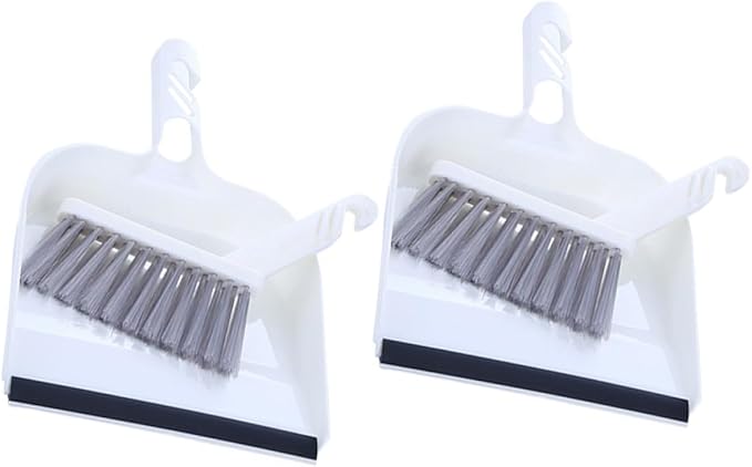 ARTIBETTER Mini Broom and Dustpan Set 2pcs White, Desktop Cleaning Shovel Brush Combo for Kitchen Table Sweeping, Home Cleaning Accessory for Indoor Use