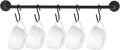 Mkono Mug Holder Wall Mounted Coffee Cup Rack Hanger Modern Metal with 5 Mug Hooks Rustic Utensil Tea Cups Storage Organizer for Kitchen Dining Room Coffee Bar,Black