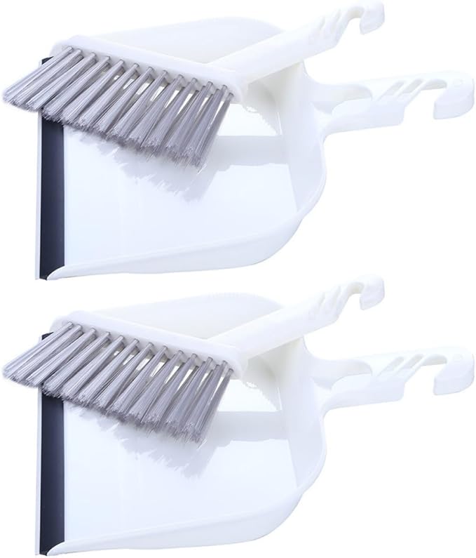 Beaupretty Mini Kitchen Broom and Dustpan Set, 2pcs White Handheld Cleaning Brush for Desktop and Household Crumb Sweeping, Compact Household Cleaning Tools for Table and Kitchen Use
