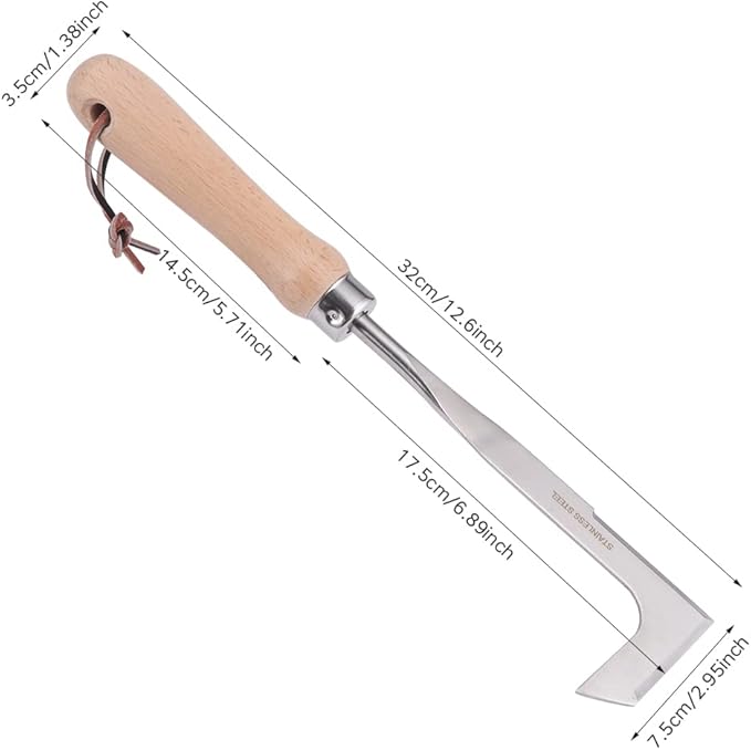 Crevice Weeder,Crevice Weeding Tool with Wood Handle,L-Shaped Weed Puller Tool,Efficient Manual Weeder Gardening Tool for Garden Lawn, Yard Patio Terrace,Side-Walk