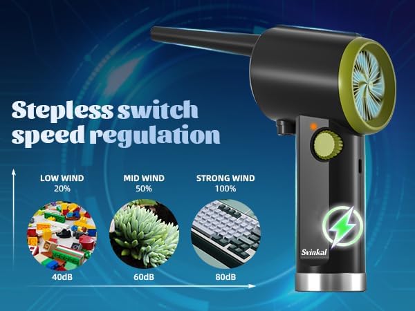 Svinkal Compressed air Duster Electric, Computer air Blower Gun, air Blower for Computer Keyboard, Cordless air Duster, for Cleaning Camera Toys Greenery Computer Keyboard, etc（Brushless Motor）