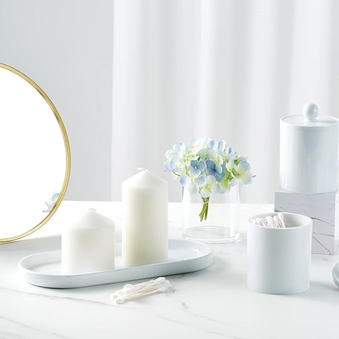 SheeChung Acrylic Vanity Tray Bathroom Storage Tray, 9.65 in x 4.5 in Catchall Holder, Countertop Sink Dispenser Organizer for Cabinet, Vanity, Shelf, Cupboard, or Closet Organization (2 Pack, White)