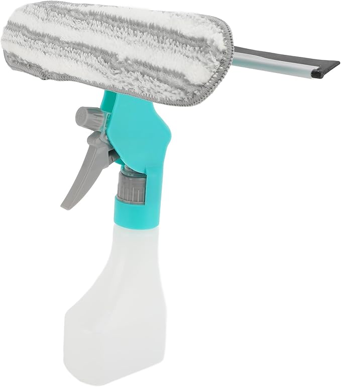 Zerodis Window Squeegee Cleaner with Spray, Mirror Scrub Pad Compact Glass Mop for Indoor Outdoor Bathroom Kitchen