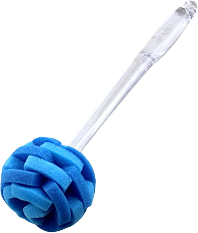 Soft Touch Kitchen Glassware Multi-Purpose Sponge Puff Dish Brush 11.5" with Clear and Comfortable Ergonomic Handle (2)