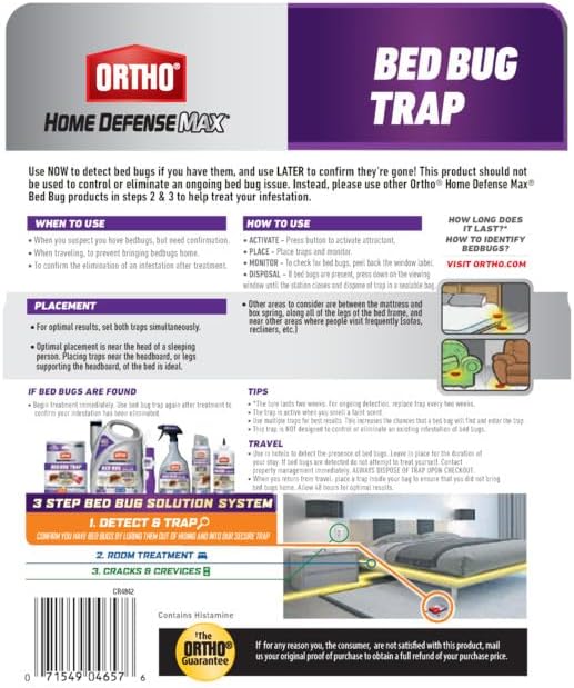 Ortho Home Defense Max Bed Bug Trap, Detect Bed Bugs in Homes and While Traveling, 2 Traps in Each Package