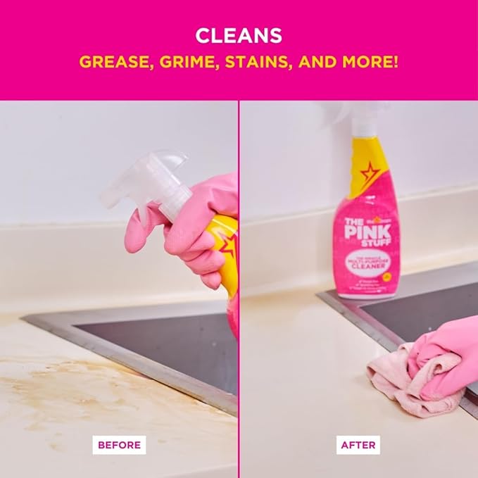 The Pink Stuff Miracle Multi-Purpose Cleaner â€“ Removes Grease, Grime, and Stains on Kitchens, Bathrooms, Floors, and More - 750ml (Pack of 2)
