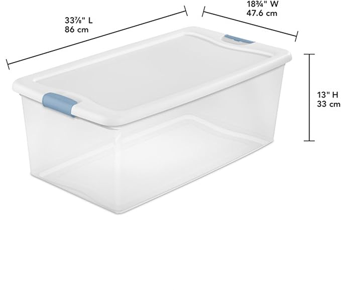 Sterilite 16-Pack Latching Box, Under Bed Storage Bins with Lids, Clear Plastic, 106 Quart - Heavy-Duty Organizing Containers for Closet, Bathroom, and Office