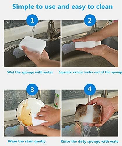 Magic Cleaning Eraser Sponges, 100 Pack Melamine Foam Pads, Multi-Purpose Household Kitchen Bathroom Wall Floor Cleaner (100 PCS)