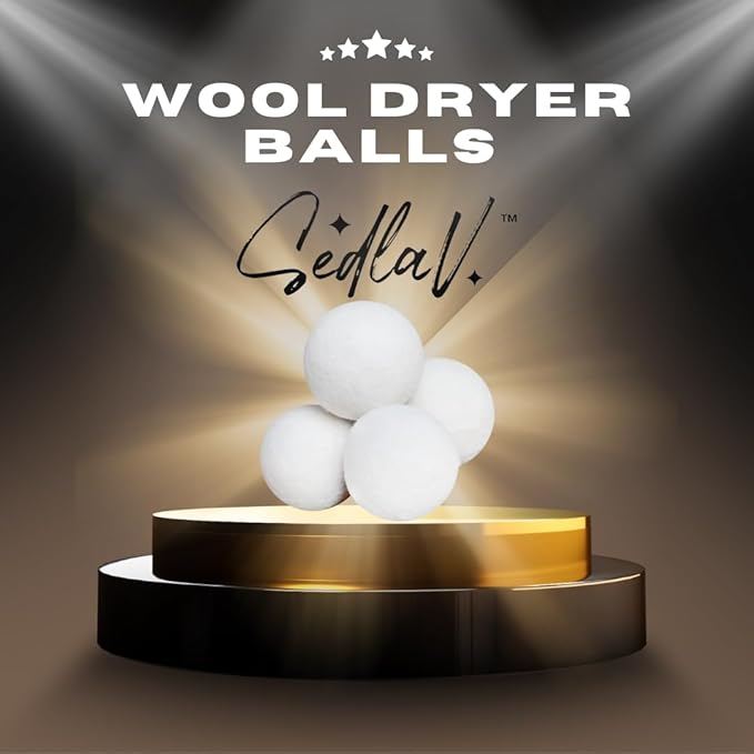 SEDLAV Wool Dryer Balls for Dryer Wool Dryer Balls - Wool Laundry Balls for Dryer, Wool Dryer Balls Laundry Reusable, Natural Reusable Fabric Softener & Wrinkle Reducer – Chemical Free (4)