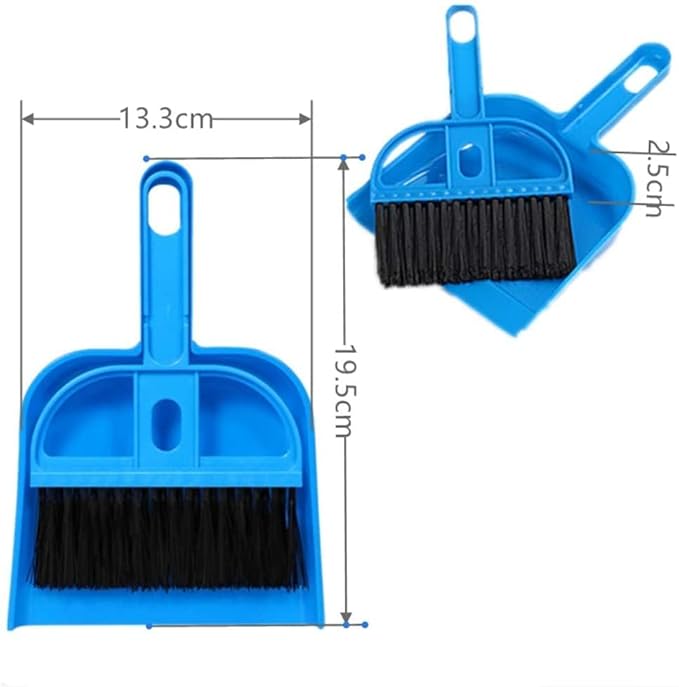 Mini Dustpan and Broom Set Portable Plastic Brush Set (Blue) Used for Desk, Home, Kitchen,Cage Cleaning of Any Small Animals, Guinea Pigs, Rabbits, Hamsters