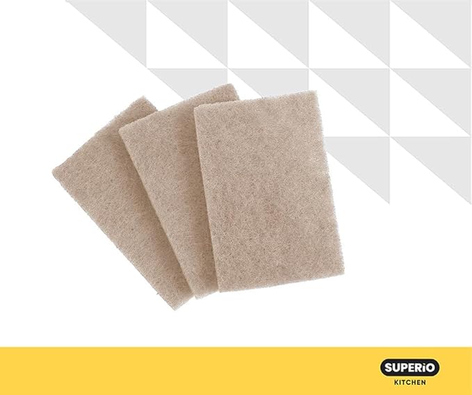 Natural Scouring Pad Non-Scratch Sisal Plant Based Scrubber Cleaning Scrub Pads, Eco-Friendly Reusable Kitchen Scrubbing Pad Pack of 6, by Superio