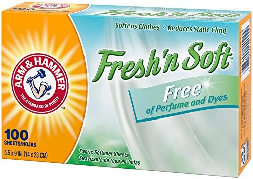 Arm & Hammer Fabric Softener Sheets, Free of Perfumes and Dyes, 100 ct (Pack of 2)