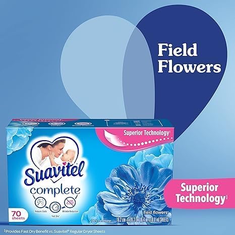 Suavitel Complete Fabric Softener Dryer Sheets, Field Flowers, 18 Sheets 15pk