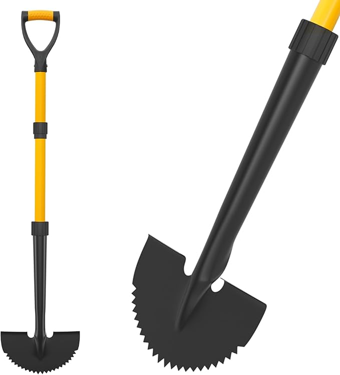 COSITA Edger Lawn Tool, 41-inch Manual Lawn Edger for Grass, Half Moon Hand Edger Tool with D-Grip, Metal Saw Tooth Garden Edger with Long Handle for Sidewalk, Yard