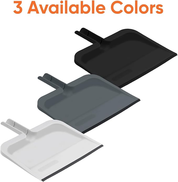 Superio Clip-On Dustpan with Rubber Lip - 10-inch Wide Durable Plastic Dust Pan with Comfort Grip Handle, 2-Pack (Black)