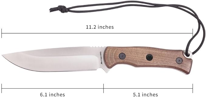 Fixed Blade Bushcraft Knife Full Tang Camping Knife with Sheath and hanging rope for Outdoor, Hiking, Gift