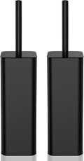 DOWRY Toilet Bowl Brush and Holder for Bathroom, Deep Cleaning Toilet Brush and Holder Set with Long Handle, Hidden Toilet Bowl Brush with Replaceable Head,Modern Decor Black Square 2PCS