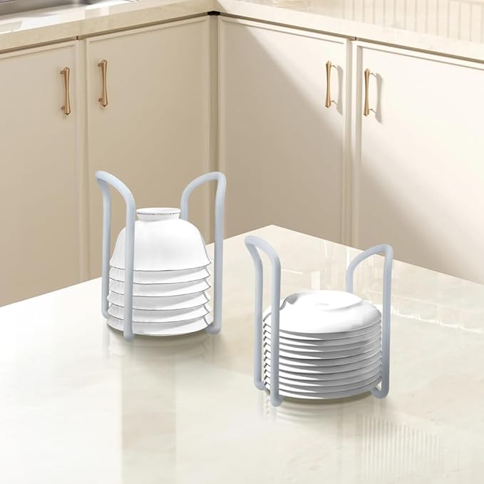 2 Pcs Bowl Rack for Kitchen Cutlery, Retractable Plastic Dish Rack, Removable Plate Holders Drain Rack, Reusable Multifunctional Plate Organizer for Stacking Bowls and Small Plates