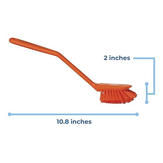 Vikan 42377 Brush,Dish,Scraping Edge,Med,11",PP/PBT,Orange
