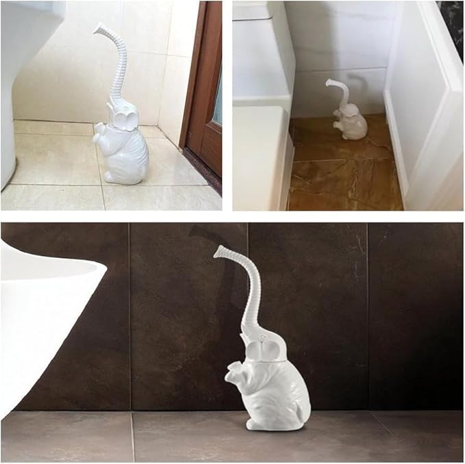 Toilet Brush and Holder Set,Modern Ceramic Toilet Bowl Brush Holder,Cute Bathroom Decor, Non-Scratch Bristles, Space-Saving White Household Cleaning Tool for Bathtub