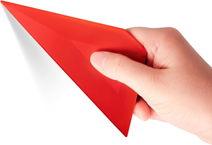 FOSHIO Small Squeegee Window Tinting Tools, Triangle Car Wrap Vinyl Tucking Tool, Wallpaper Smoothing, Film Application Kit (Red)