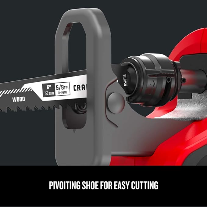 CRAFTSMAN V20 Reciprocating Saw, Cordless, 3,000 RPM, Variable Speed Trigger, Quick Easy Blade Change, Bare Tool Only (CMCS300B)
