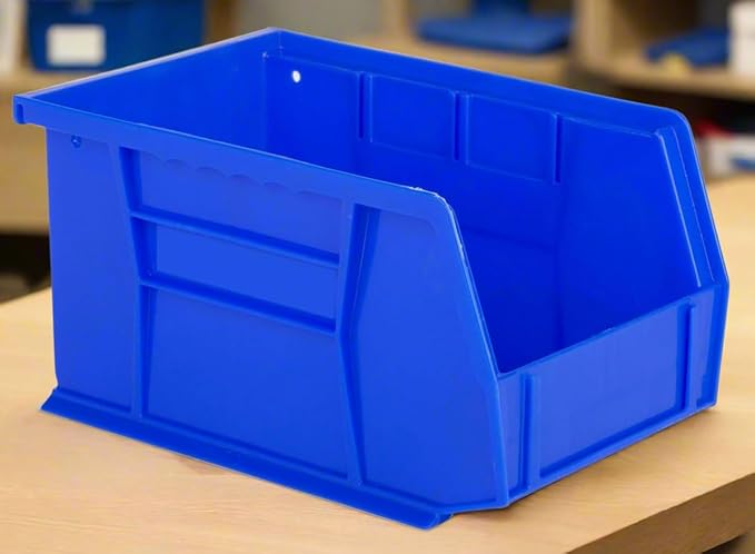 Hudson Exchange 9-1/2" x 6" x 5" Plastic Stackable Storage Bin and Hanging Container (Blue, 1 Pack)
