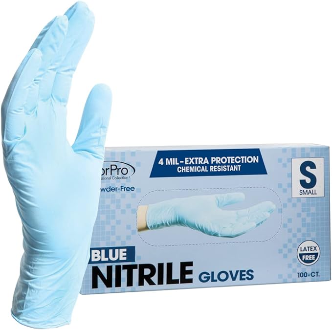 ForPro Disposable Nitrile Gloves, Chemical Resistant, Powder-Free, Latex-Free, Non-Sterile, Food Safe, 4 Mil