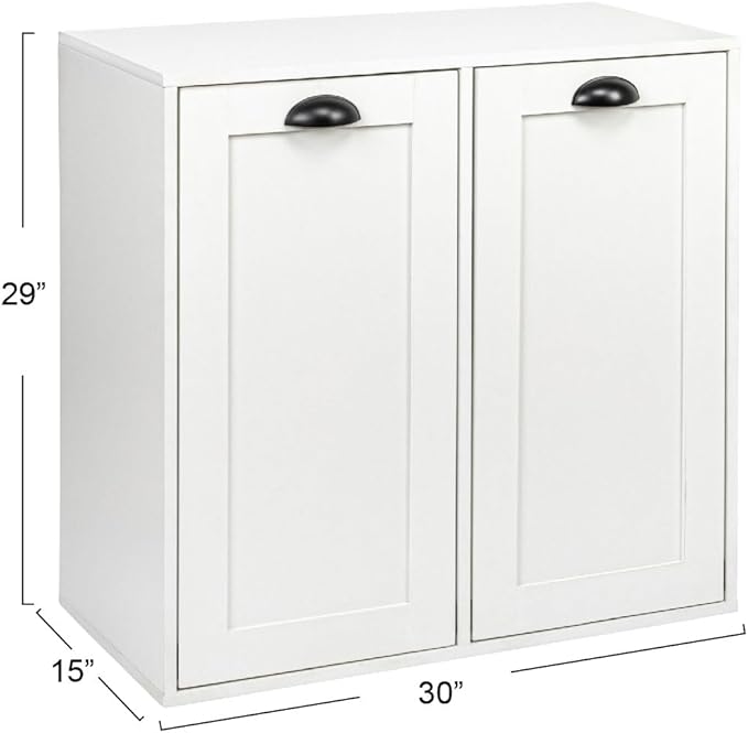 Household Essentials Laundry Sorter Cabinet, Scandi White Finish