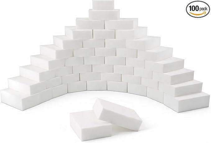 100 Pack Magic Cleaning Sponge Erasers, Non-Scratch Melamine Sponge Bulk Multi-Surface Cleaner Melamine Foam Cleaning Scrubber Pad Sponges for Household Wall Shoes Bathtub Door Shower Bathroom Kitchen