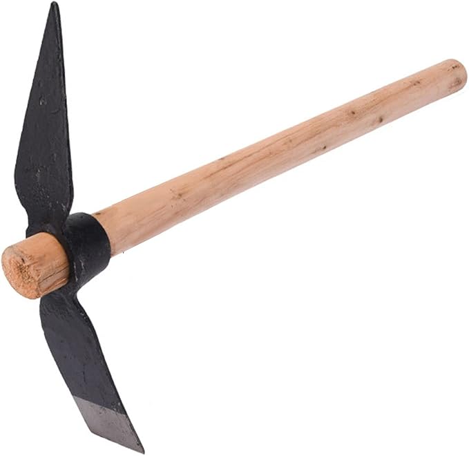 Pick Axes for Digging, High Carbon Steel Double Sided Design Garden Pick Axe Pick Axes with Wood Handle for Flower Beds, Weeding, Gardening Loosening Soil, Digging, Camping