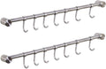 Kitchen Utensil Racks Rail Wall Mounted Utensil Hooks Rack Stainless Steel Hanger Hooks for Kitchen Tools Pot Towel (7 Hooks,2 Packs)
