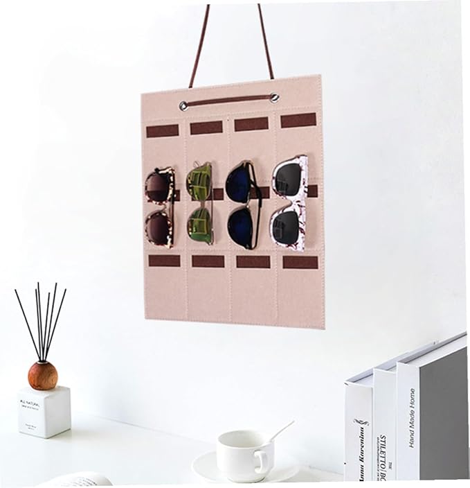 Alipis Felt Sunglasses Organizer Hanging Bag Wall Pocket Storage Pouch 30x40cm Small Camel Eyewear Holder for Door and Wall Hanging