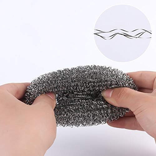 TopHomer 4 Pcs Stainless Steel Wire Balls Scrubbing Scouring Pad for Removing Heavy Dirty Home Cleaning Tools Easy to Clean