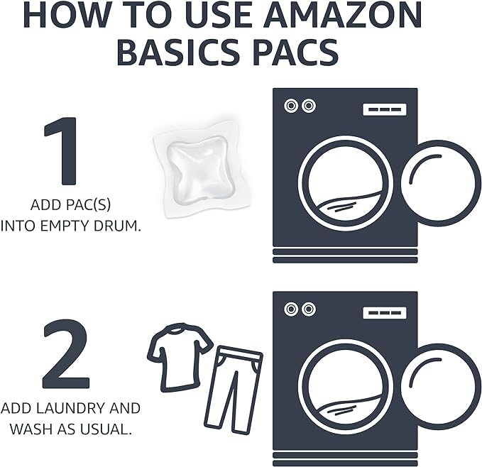 Amazon Basics Laundry Detergent Pacs, Free & Clear, Hypoallergenic, Fragrance Free, HE Compatible, Easy to Use, 120 Count (New Packaging)