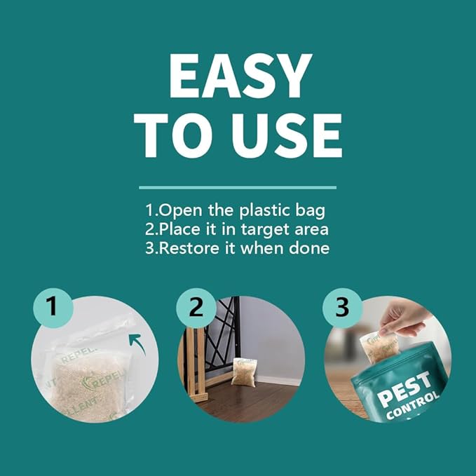 Pest Control Pouches, Rodent Repellent Repel Mice, Mouse, Rats, Ants, Roaches, Spiders, Moths & Other Pest, Mouse Rat Repellent Safe for Kids & Pets, Mice Repellent 12P