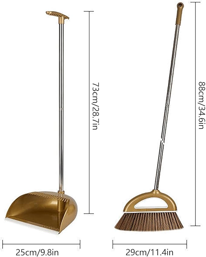 Broom and Dustpan Set, Broom and Dustpan Combo Set, Long Handle Broom with Dustpan Combo Set, Stand Up Broom and Dustpan for Home, Heavy Duty Broom for Kitchen Offices, LKSX585SIHM53TRUDTX