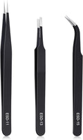 3PCS Precision Tweezers Set, Upgraded Anti-Static Stainless Steel of Tweezers, for Electronics, Soldering, Laboratory Work, Jewelry-Making, Model, Craft