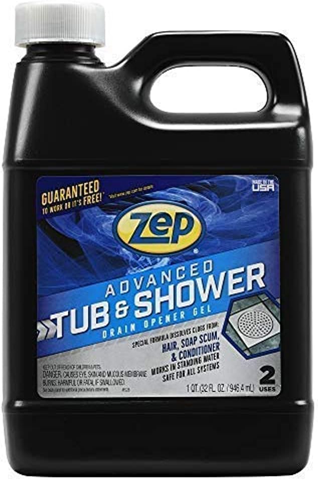 Zep Advanced Tub and Shower Drain Opener Gel - 32 Ounce - U49210 - Formulated for Hair & Drain Defense Enzymatic Drain Cleaner Powder - 18 Ounces - ZDC16 - Safe for Pipes and Septic Systems