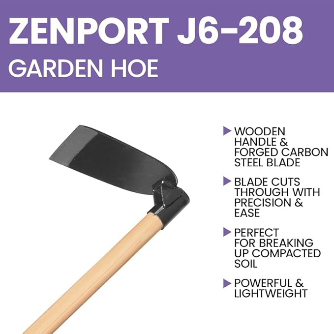 Zenport Hoe J6-208 with 53-Inch Wood Handle, Steel