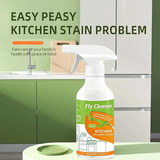 FlyCleanse Spray, FlyCleanse Kitchen Cleaner, Electrolyzed Ion Kitchen Cleaner Spray, Natural Enzyme Formula Liquid Cleaner for Household Appliances & Easy Cleaning Solution (1pc, 300ml)