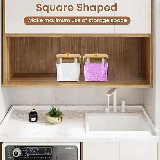 4+2-Piece Laundry Storage Set: Includes a clear laundry pod storage box and a liquid detergent dispenser. Perfect for fabric softener, powdered detergent, and more. A thoughtful gift for Momfor moms.