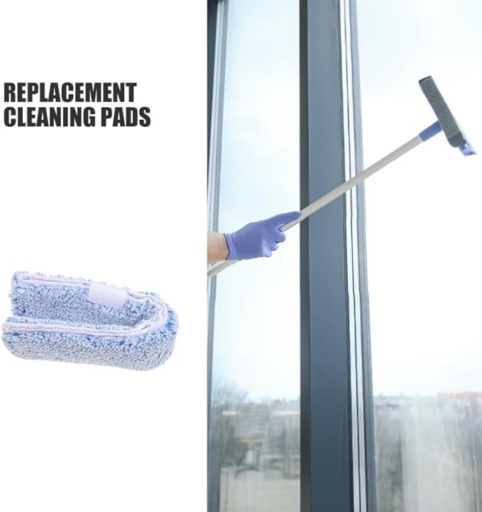 OUNONA Replacement Window Cleaning Pads 4-Pack Reusable Microfiber Squeegee Sleeves for Glass Windows Bathroom Mirrors Tabletops 14.17X2.75X2.75 Inches